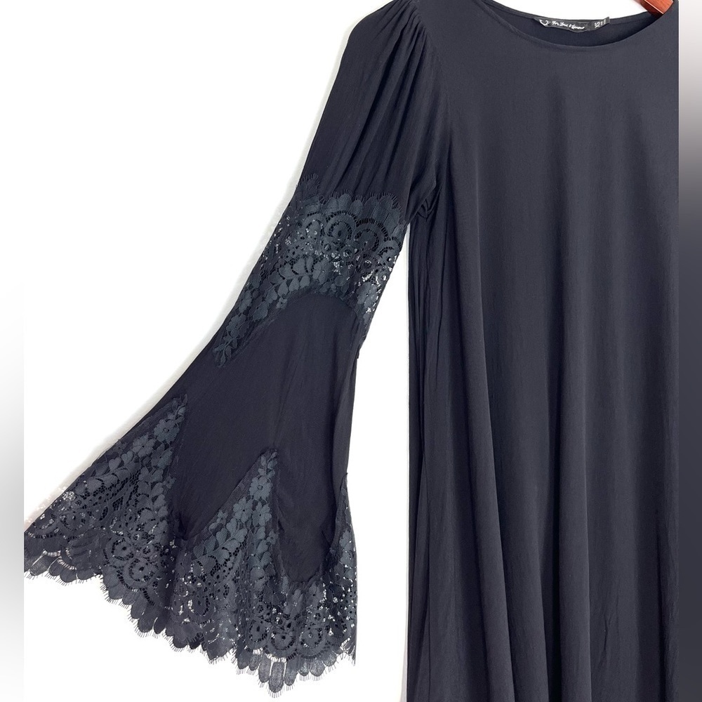 For Love and Lemons Festival Boho Lace Bell Sleeve Mini Dress Black Size XS - Picture 5 of 12